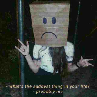 a girl with a cardboard box on her head